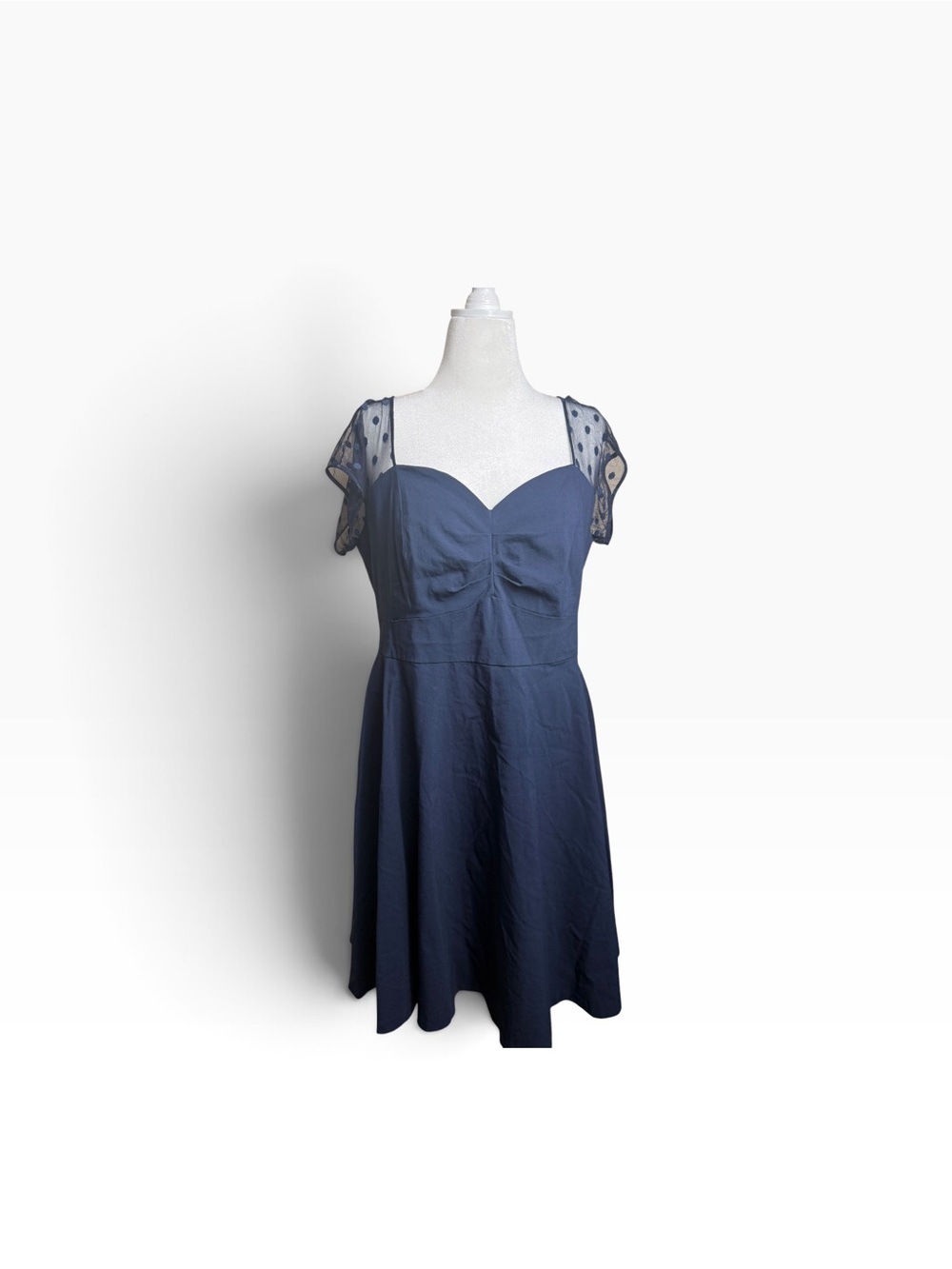 torrid Navy Polka Dot Mesh Sleeve Fit & Flare Dress size 18